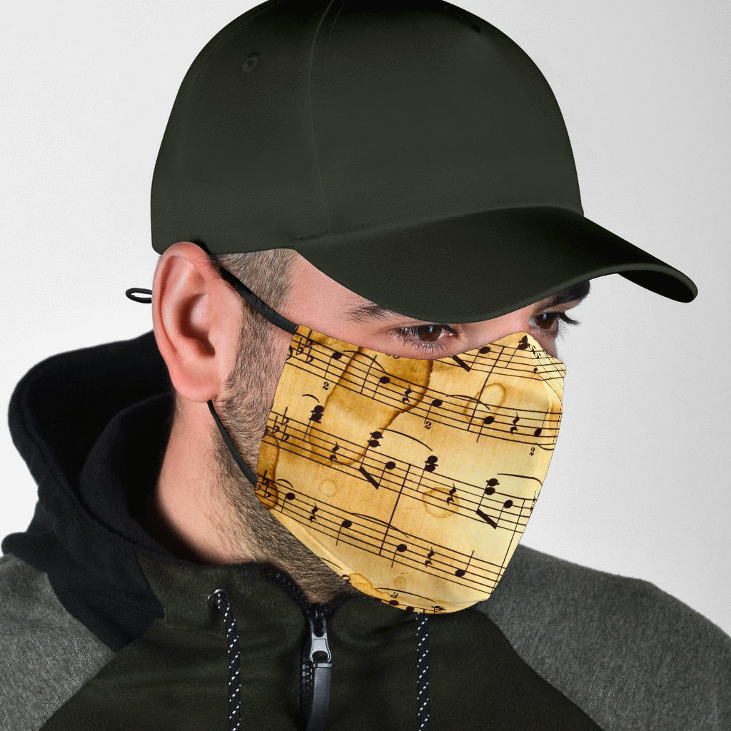 Old Music Notes Face Mask