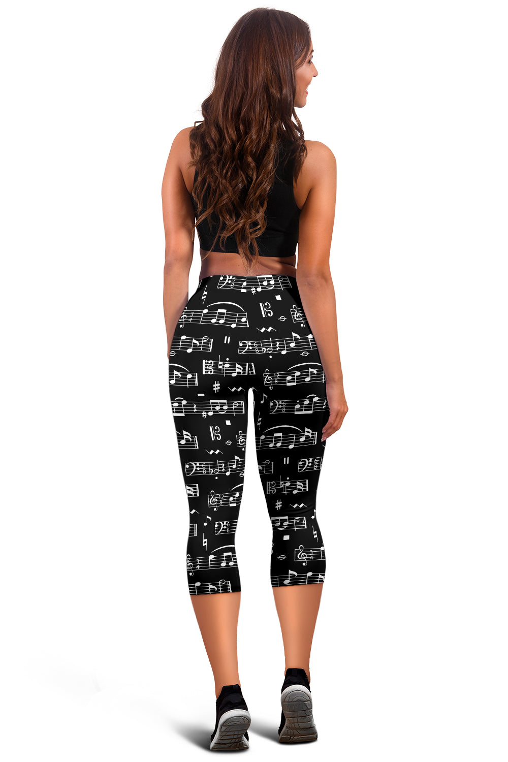 Music Notes Black Capris