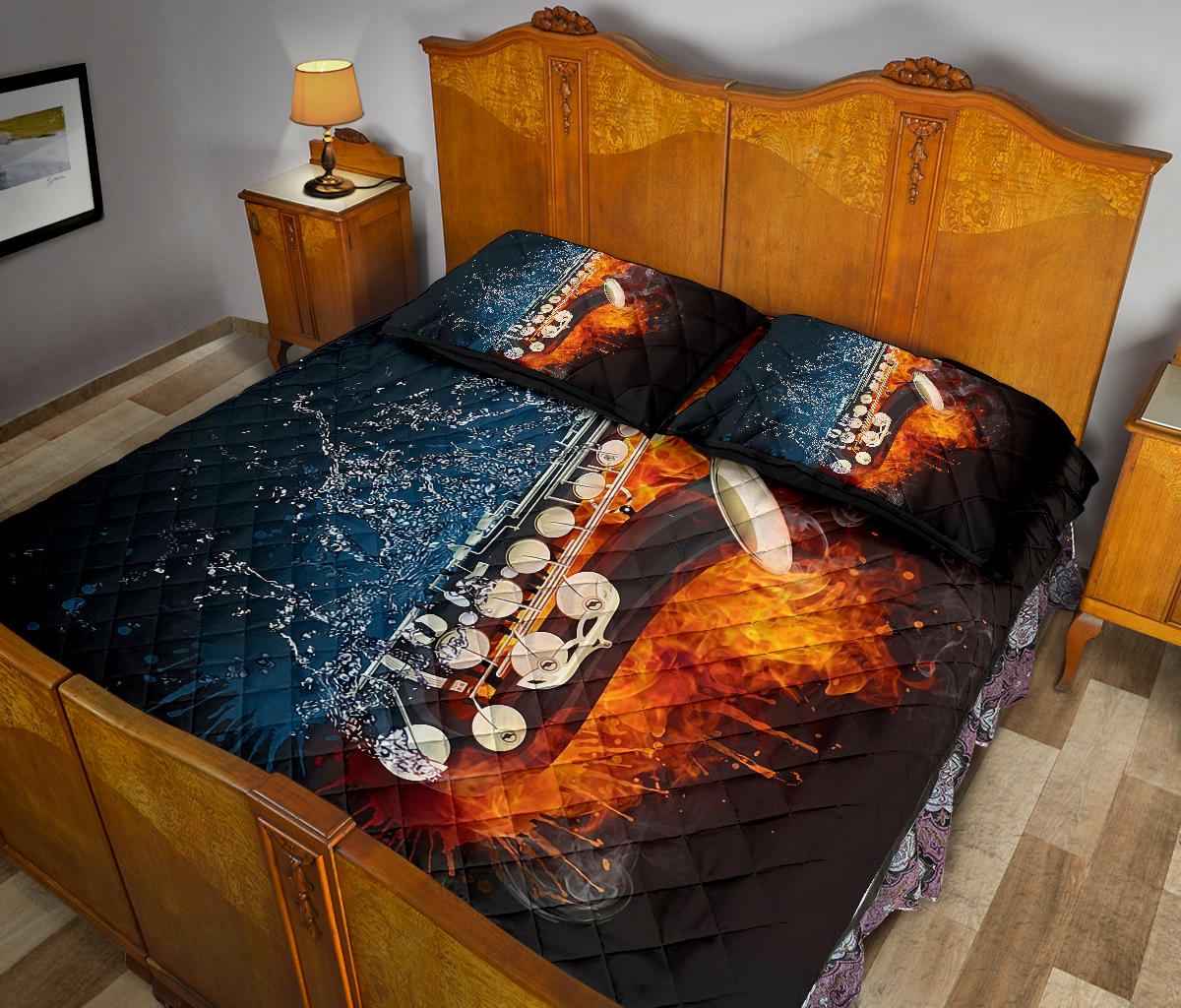 Ice Fire Saxophone Quilt Bed Set