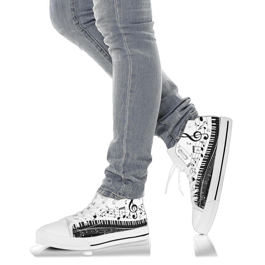Piano Key With Music Notes High Tops