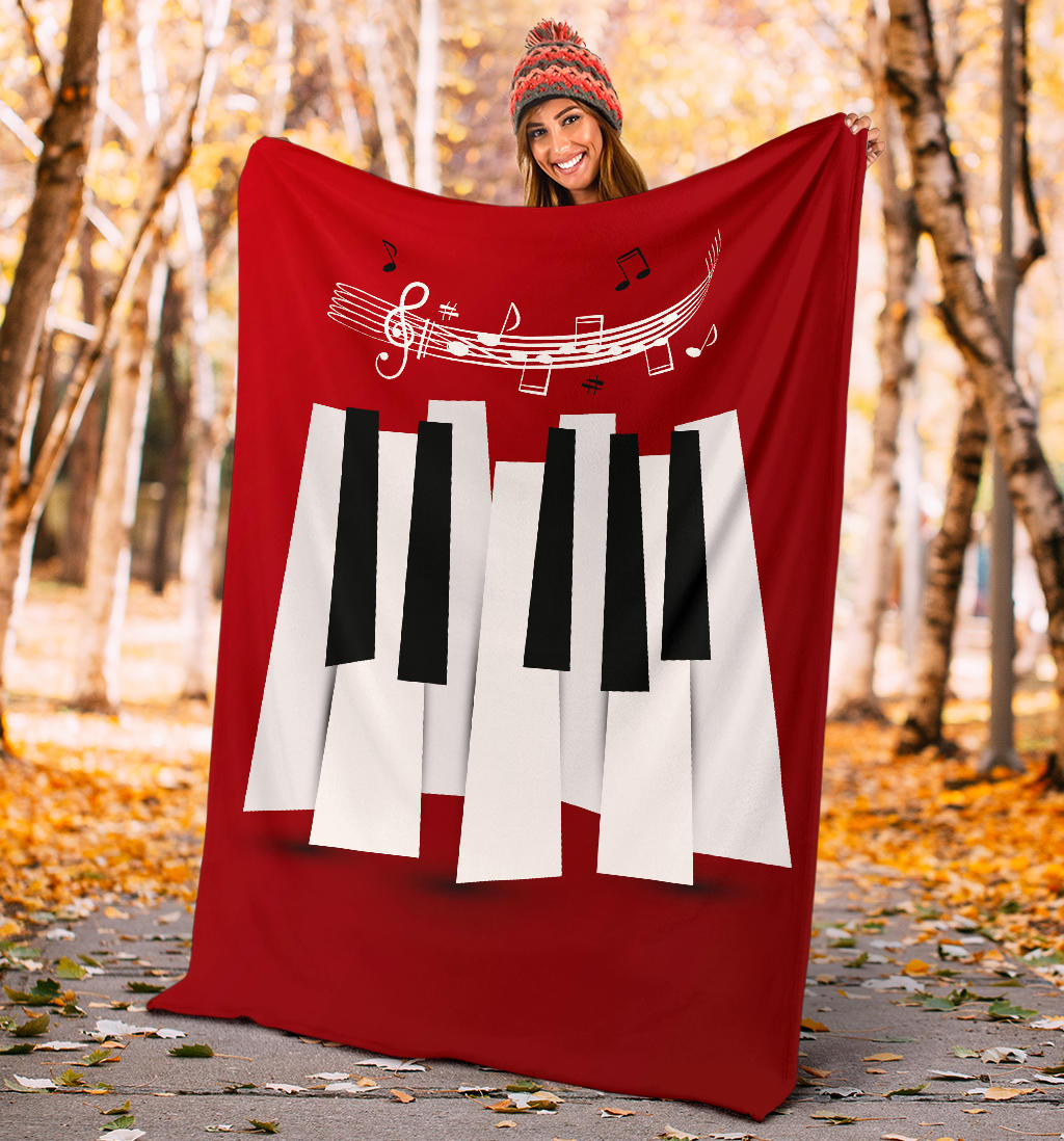 Piano  Key And Musical Notes Premium Blanket
