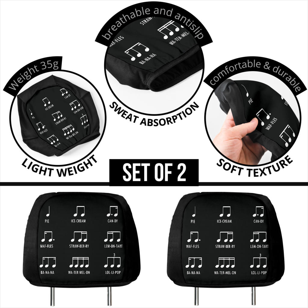 Multi Music Notes Headrest Covers