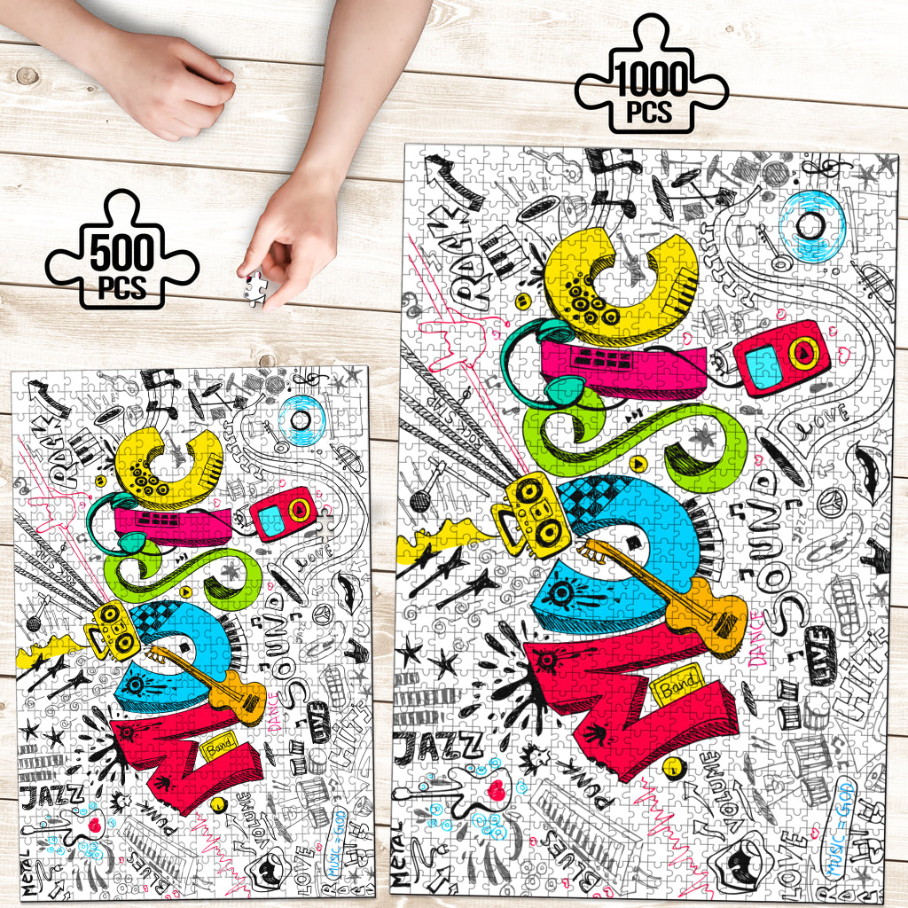Multi Color Music Art Wood Jigsaw Puzzle - { shop_name }} - Review