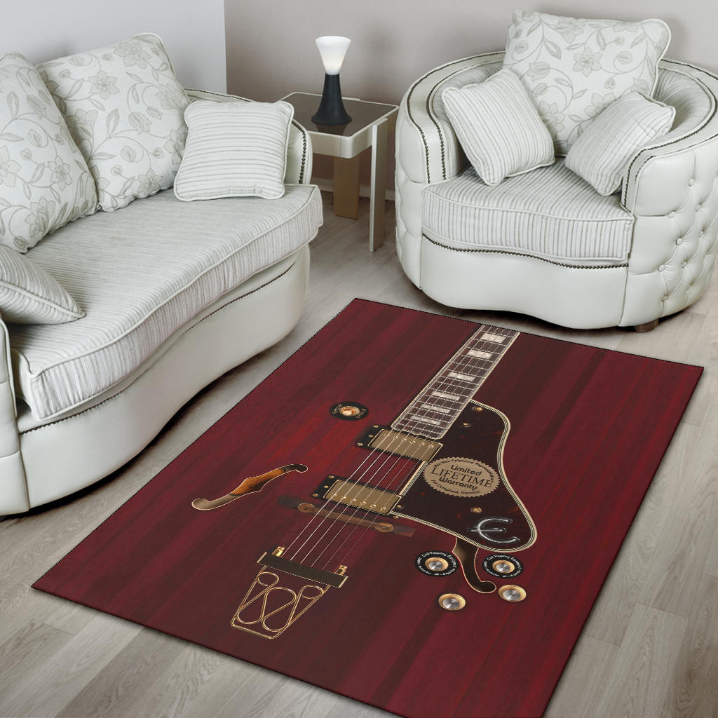 Red Electric Guitar Area Rug