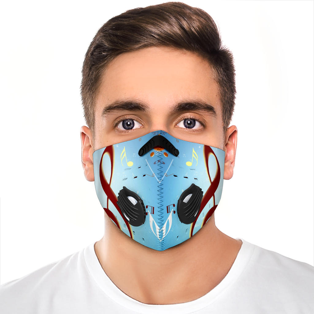 Music Notes Light Blue Premium Face Mask