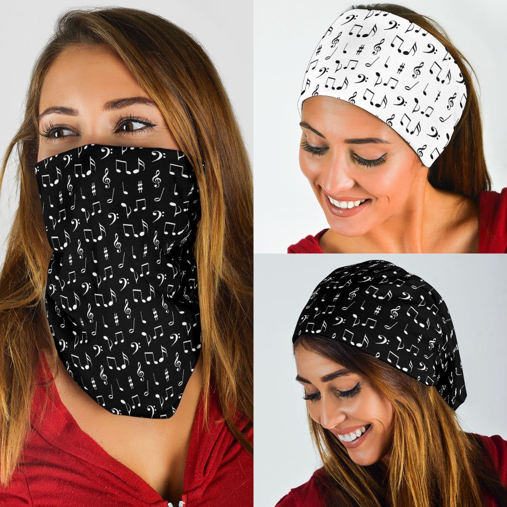 Music Notes Black And White Art Bandana 3-Pack