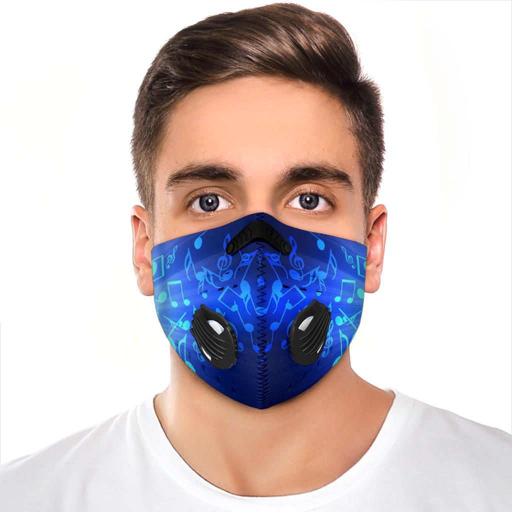 Musical Notes Blue Premium Face Mask - { shop_name }} - Review