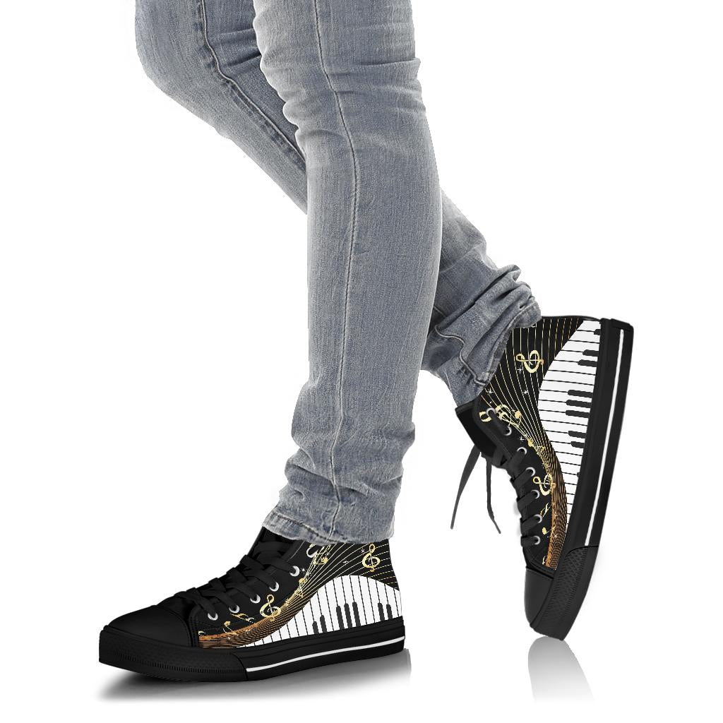Piano Keys And Music Notes High Tops