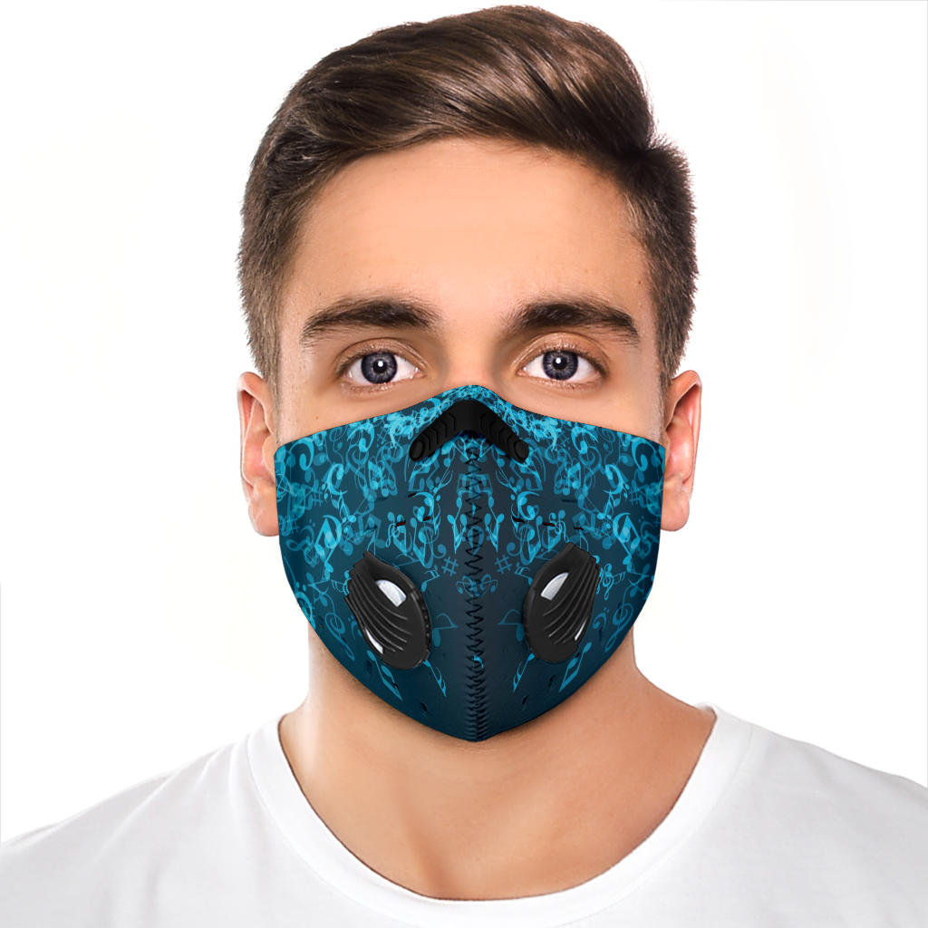 Music Notes Blue Premium Face Mask