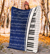 Piano Keys And Blue Sheet Music Blanket