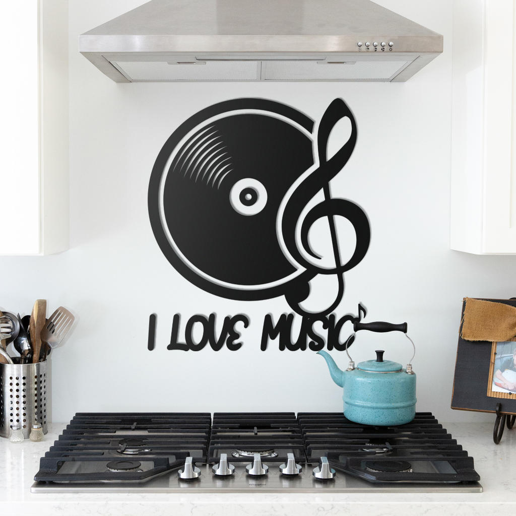 I Love Music Metal Sign