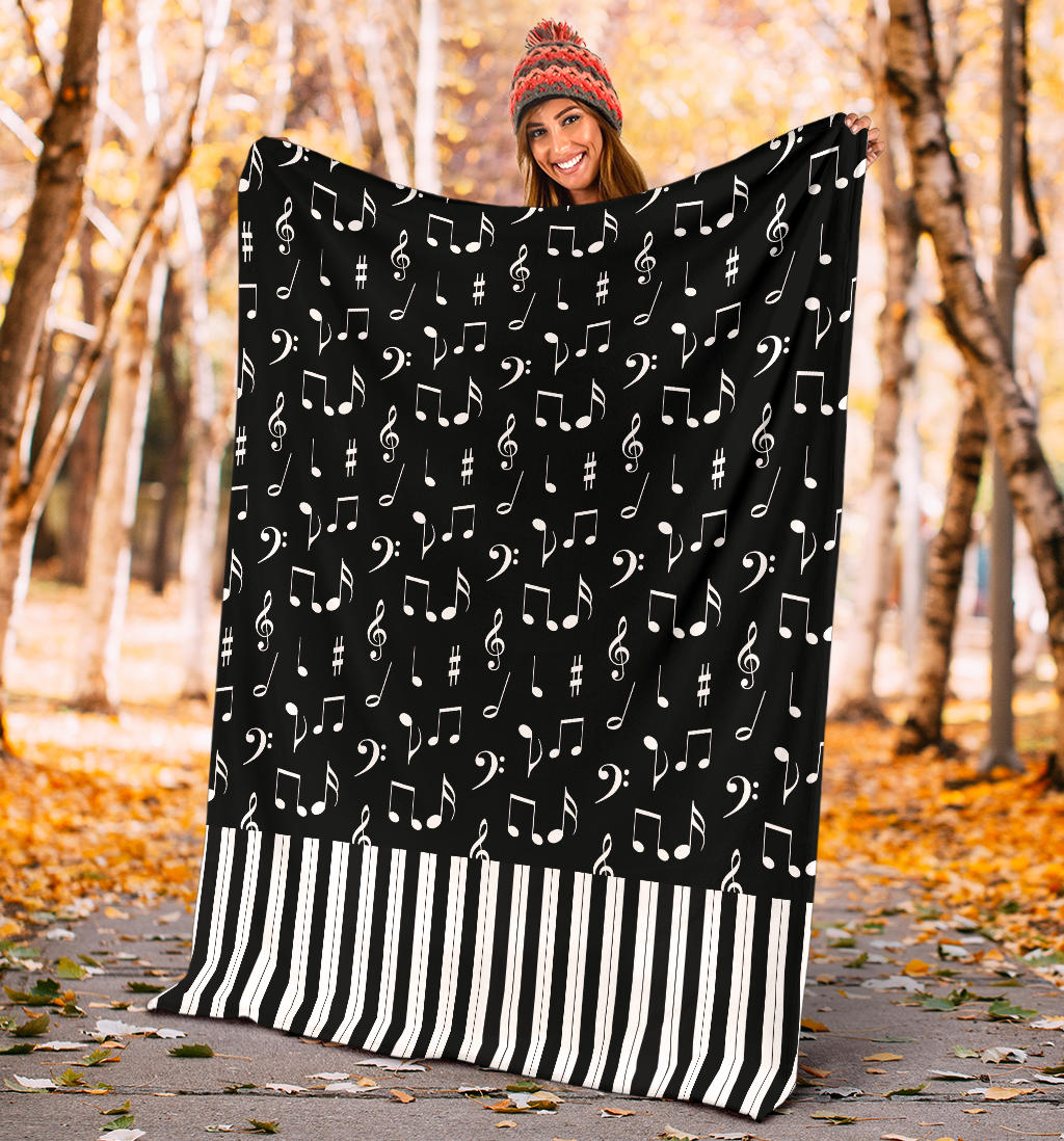 Music Notes And Piano Art Premium Blanket