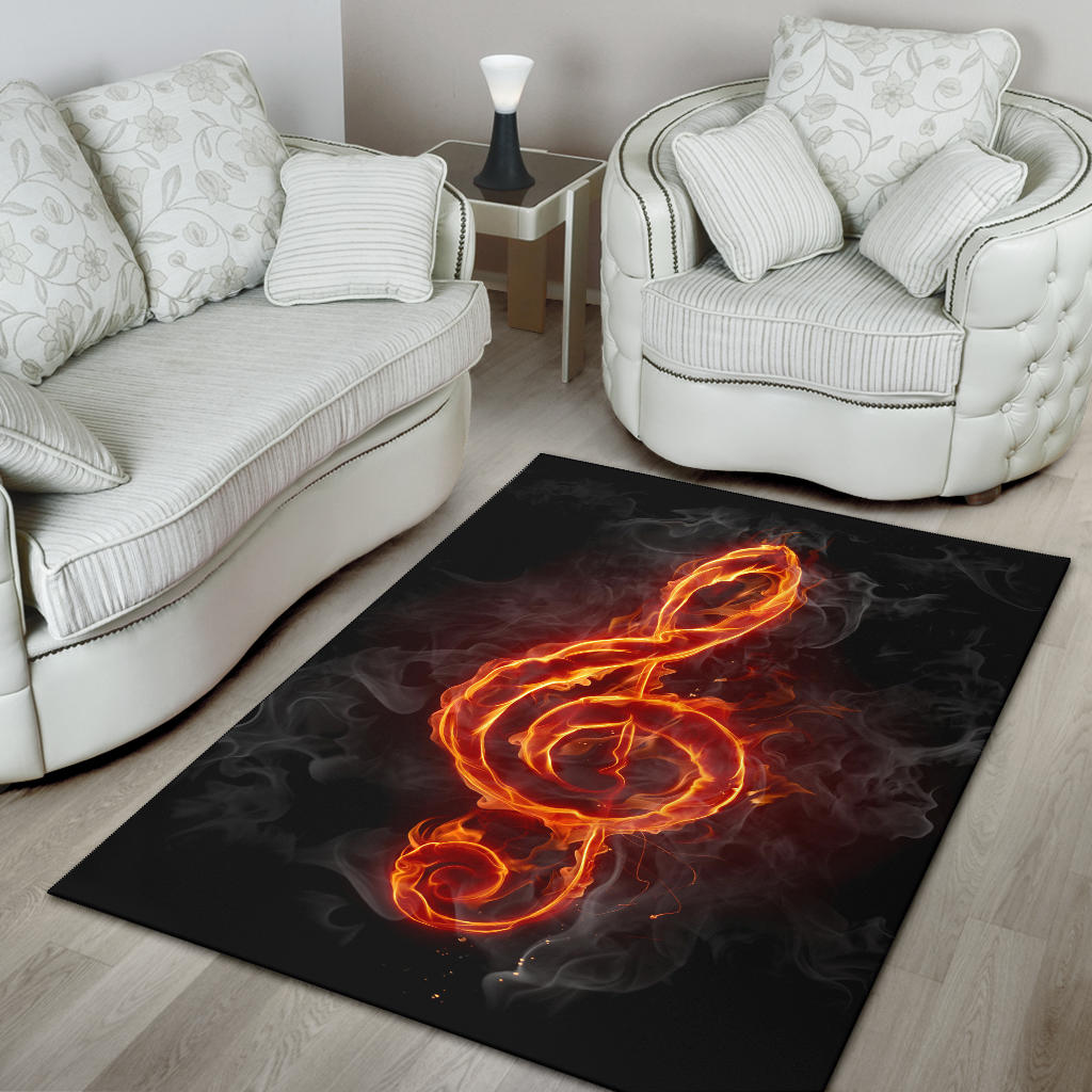 Treble Clef Fire Area Rug