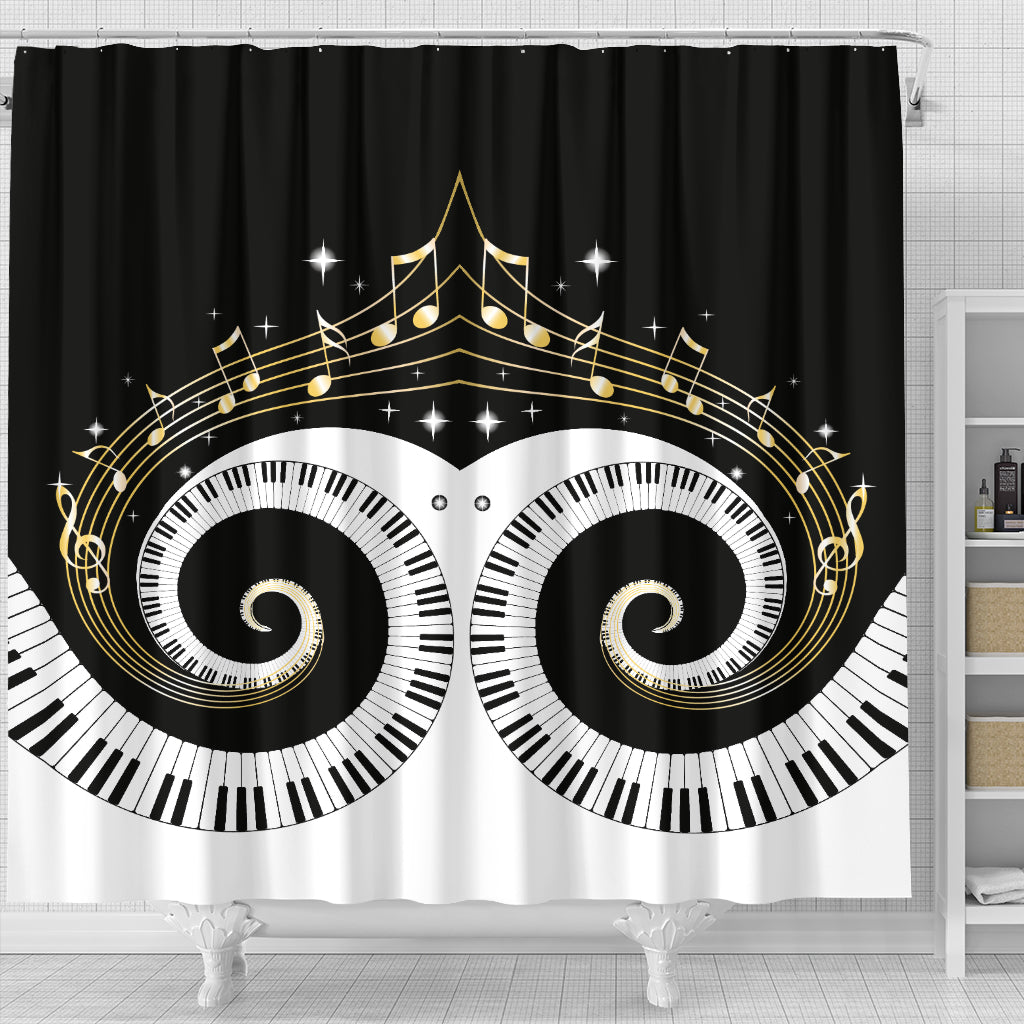 Piano Keys Art Musical Notes Shower Curtain