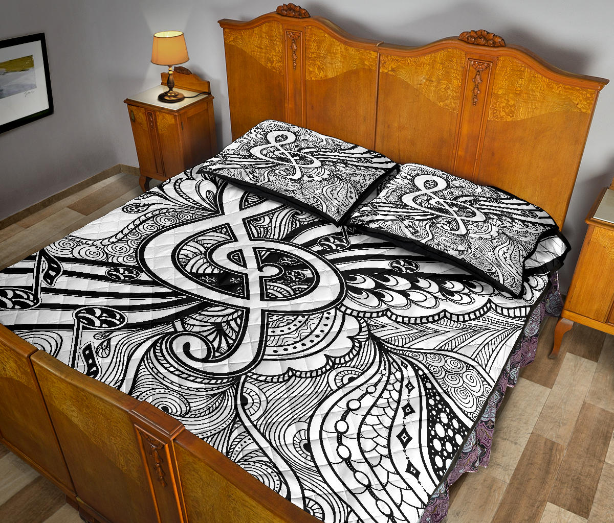 Treble Clef Style Quilt Bed Set
