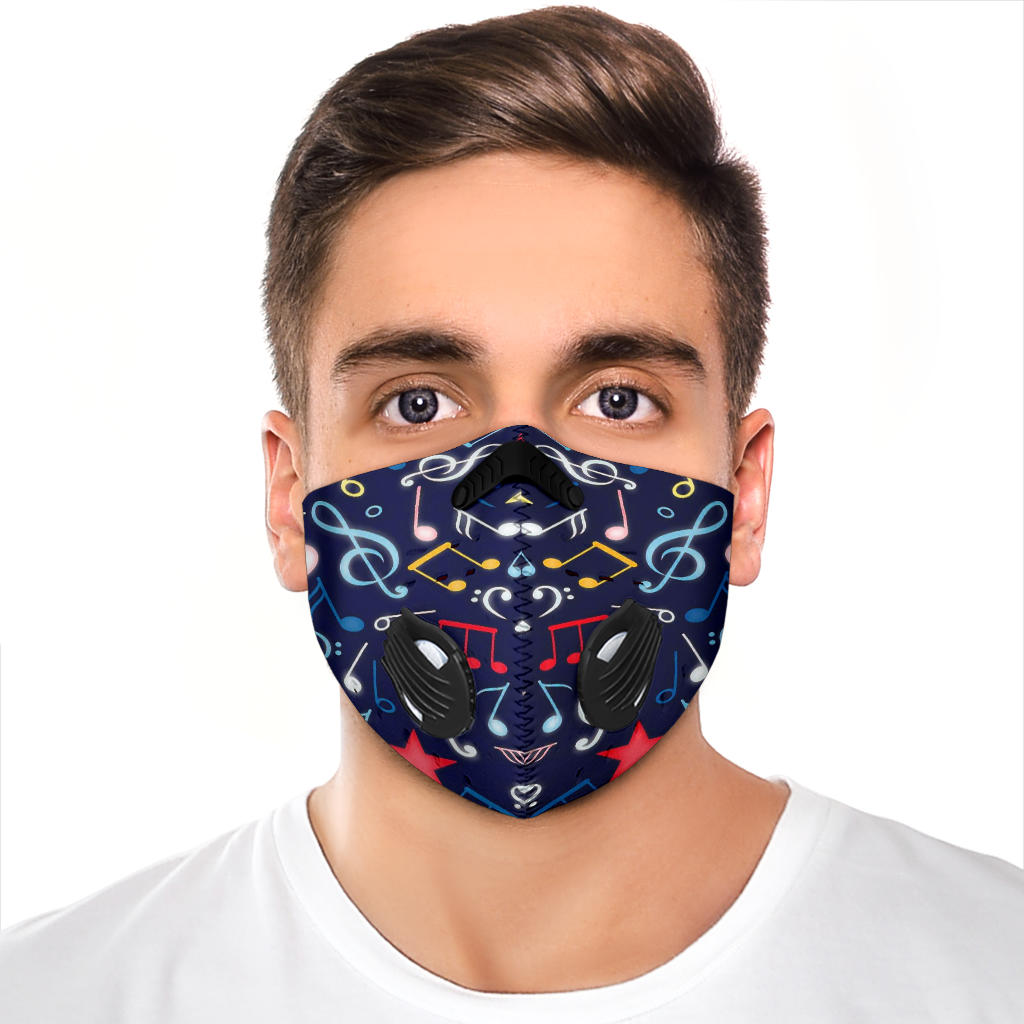 Colorful Music Notes Blue Premium Face Mask