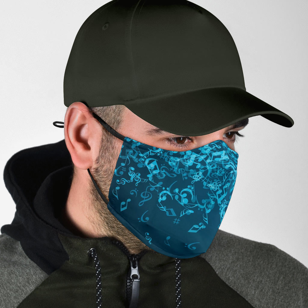 Music Notes Blue Face Mask