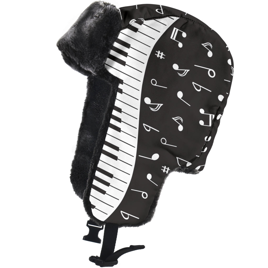 Piano Keys And Music Notes Trapper Hat