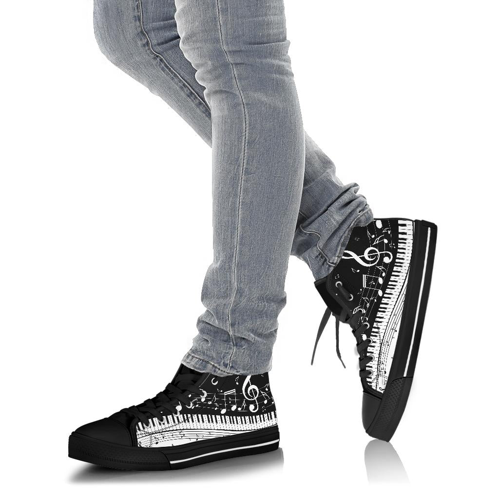 Piano Keys With Musical Notes High Tops