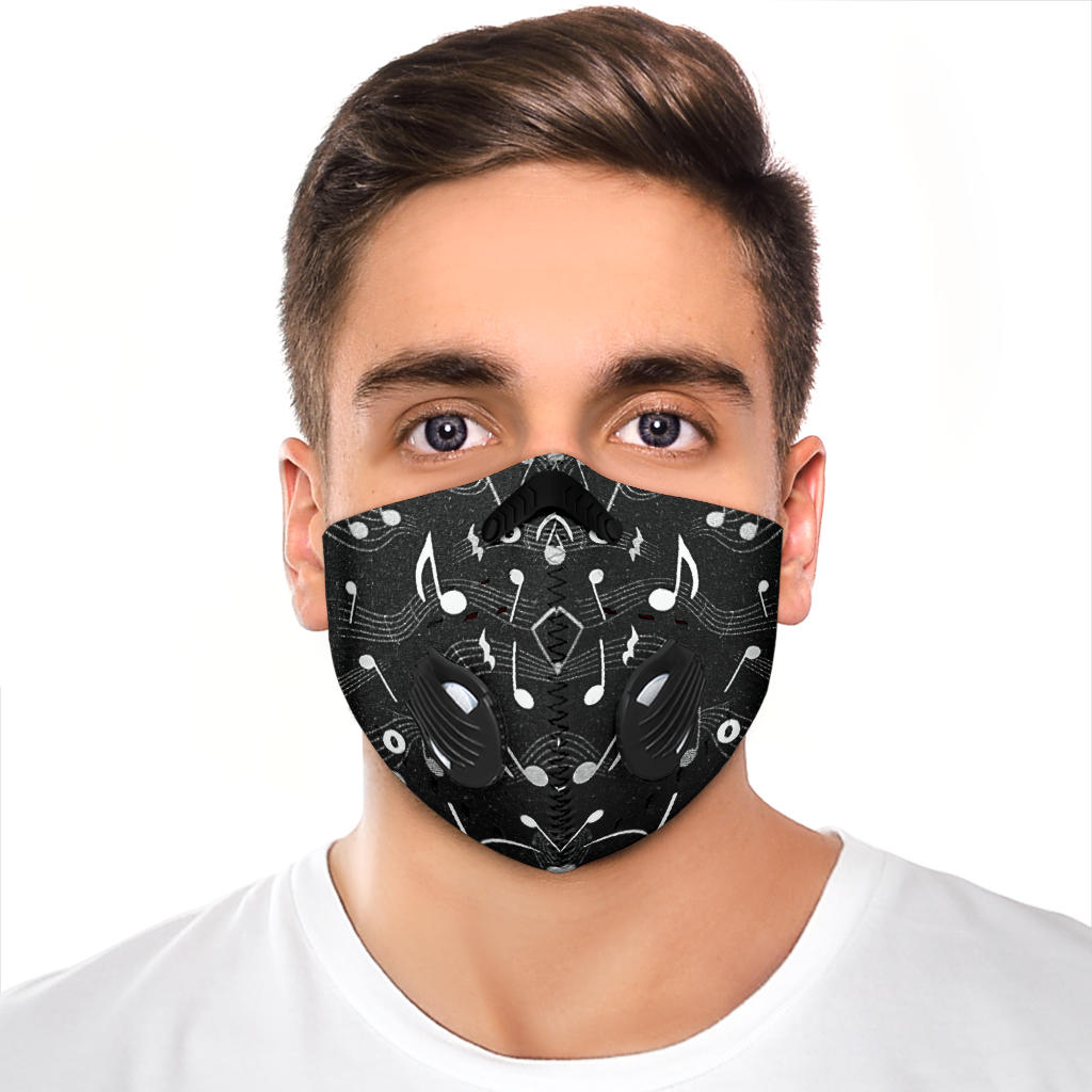 Music Notes Black Premium Face Mask