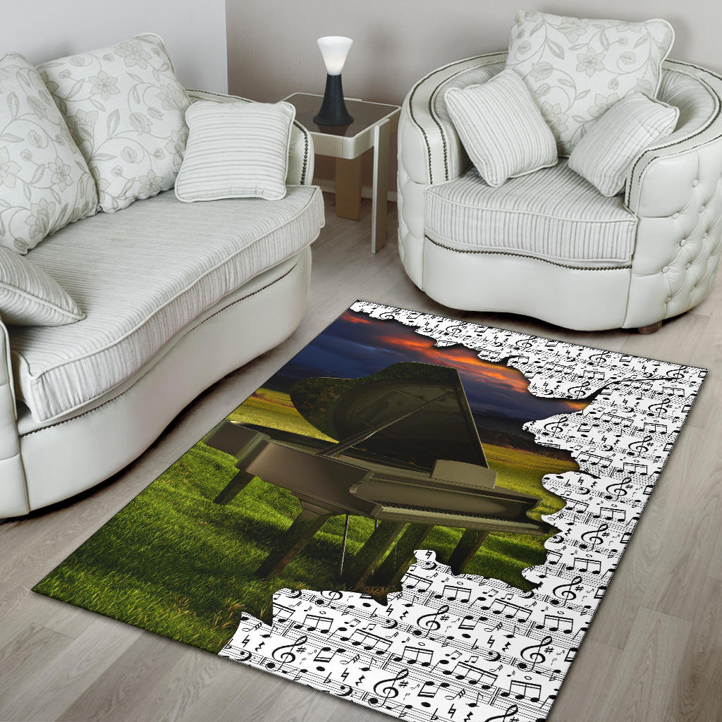 Grand Piano And Music Area Rug