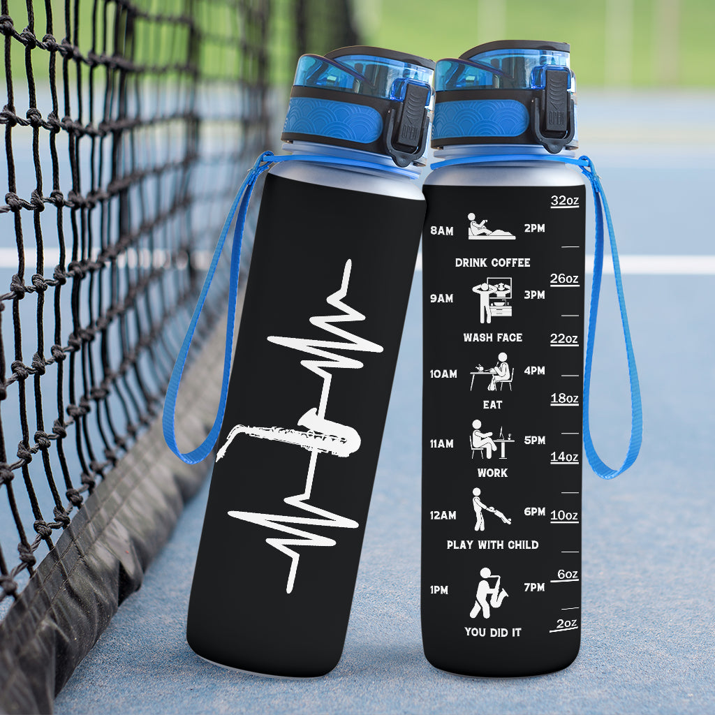 Saxophone Heartbeat Hydro Tracking Bottle