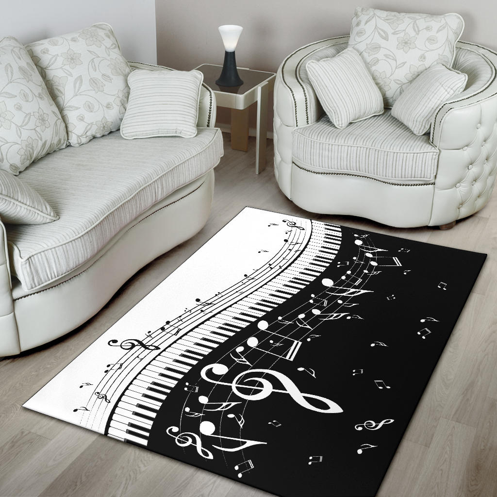 Piano And Music Notes Area Rug