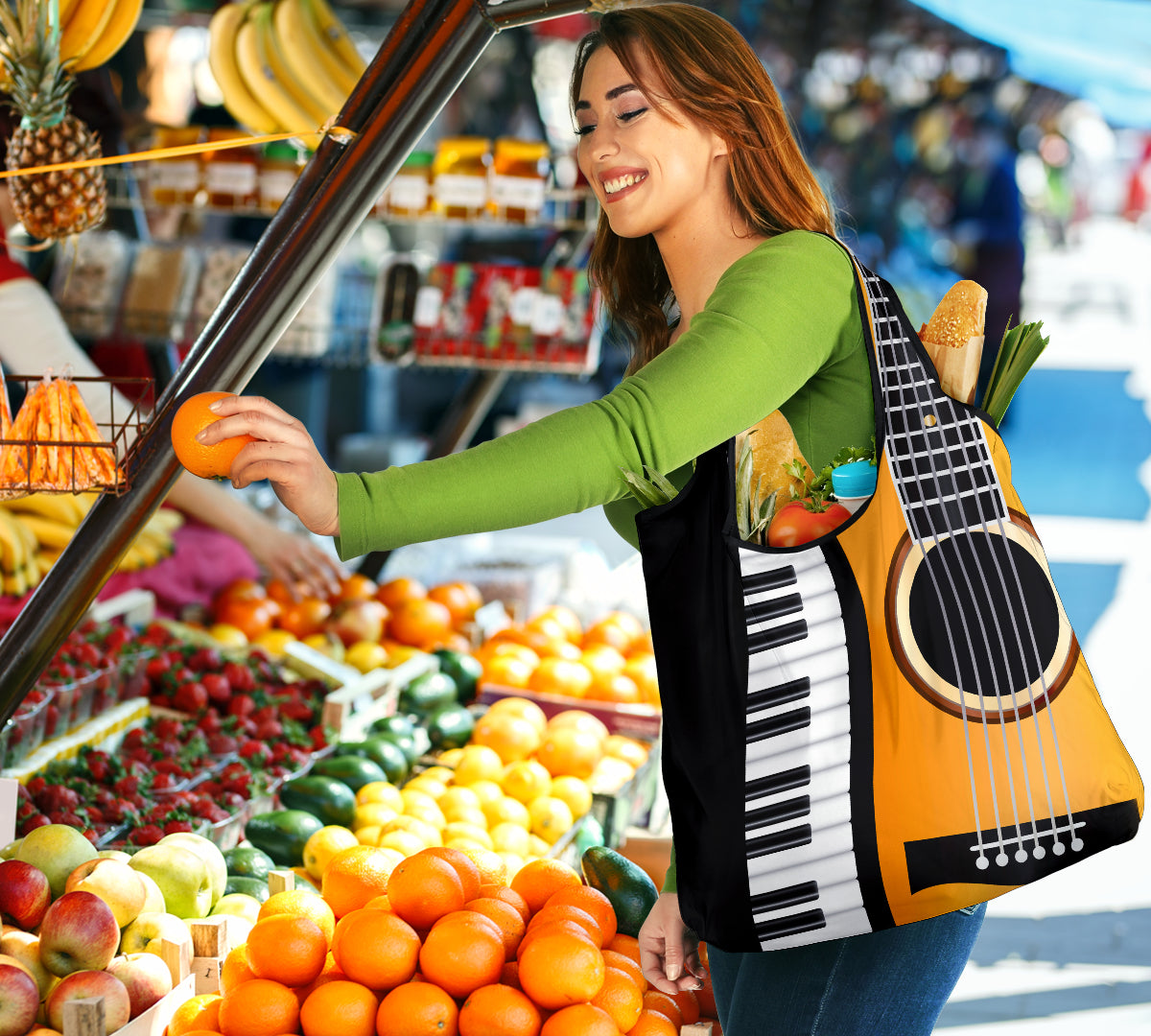 Piano And Guitar Grocery Bag 3-Pack