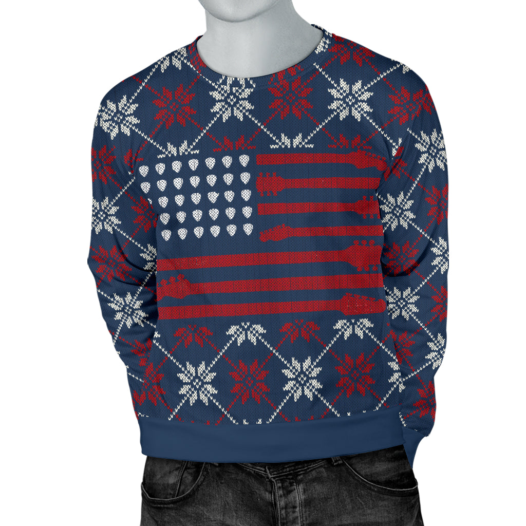 American Flag Guitar Men's Sweater - { shop_name }} - Review