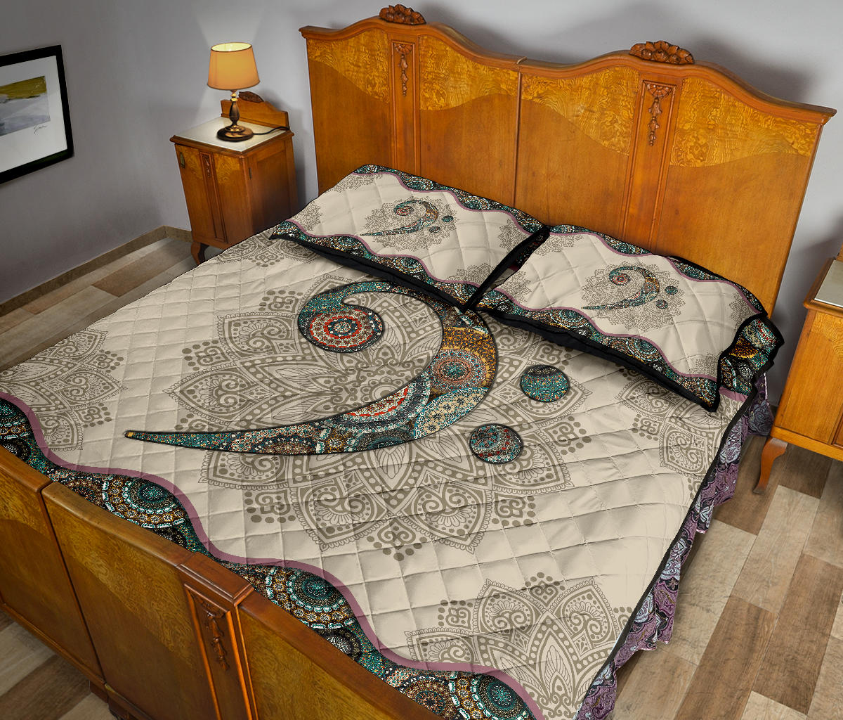 Bass Clef Mandala Quilt Bed Set