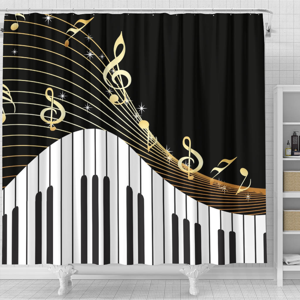 Piano Keys And Music Notes Shower Curtain