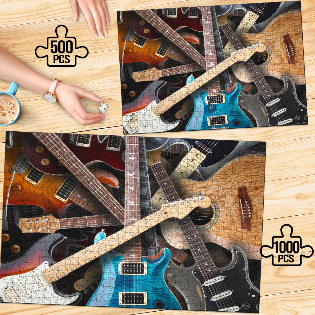 Multiple Guitar Wood Jigsaw Puzzle - { shop_name }} - Review