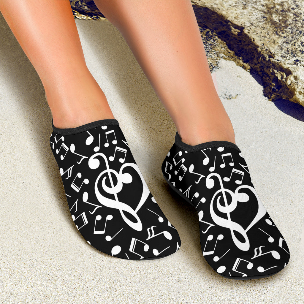 Musical Notes Heart Aqua Shoes