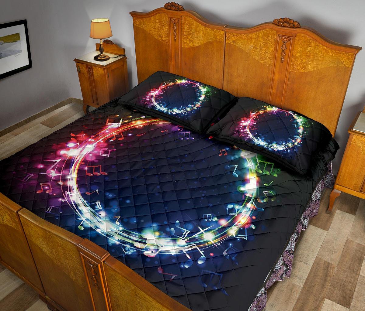 Colorful Musical Notes Quilt Bed Set