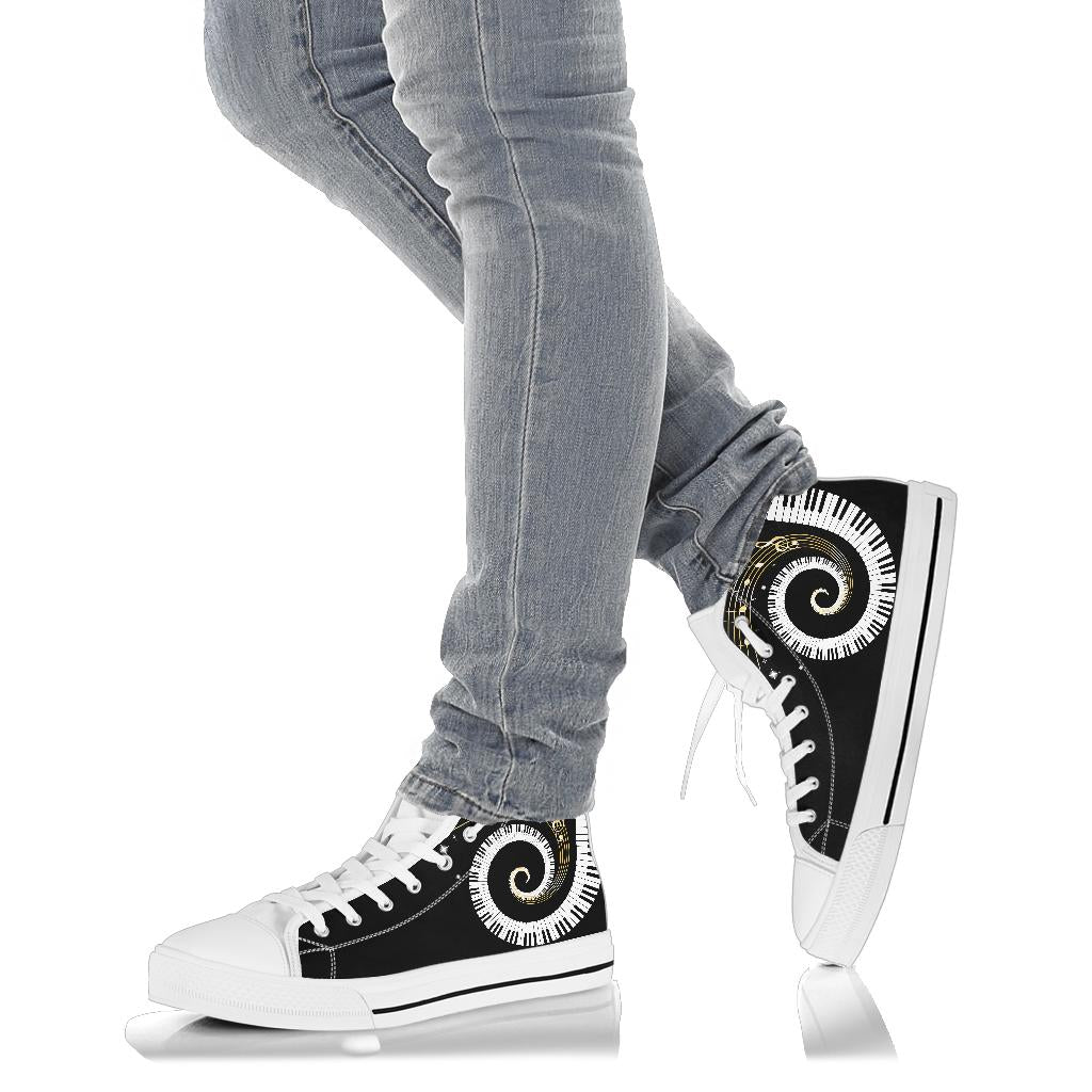 Piano Art Musical Notes High Top Shoes