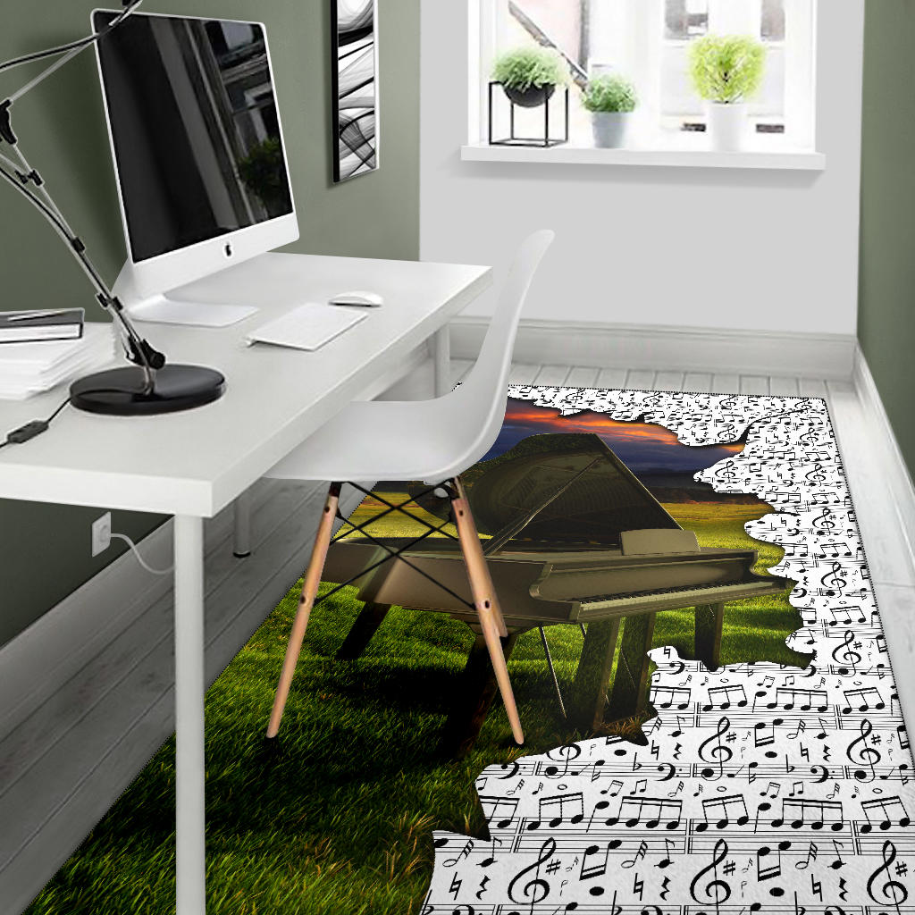 Grand Piano And Music Area Rug
