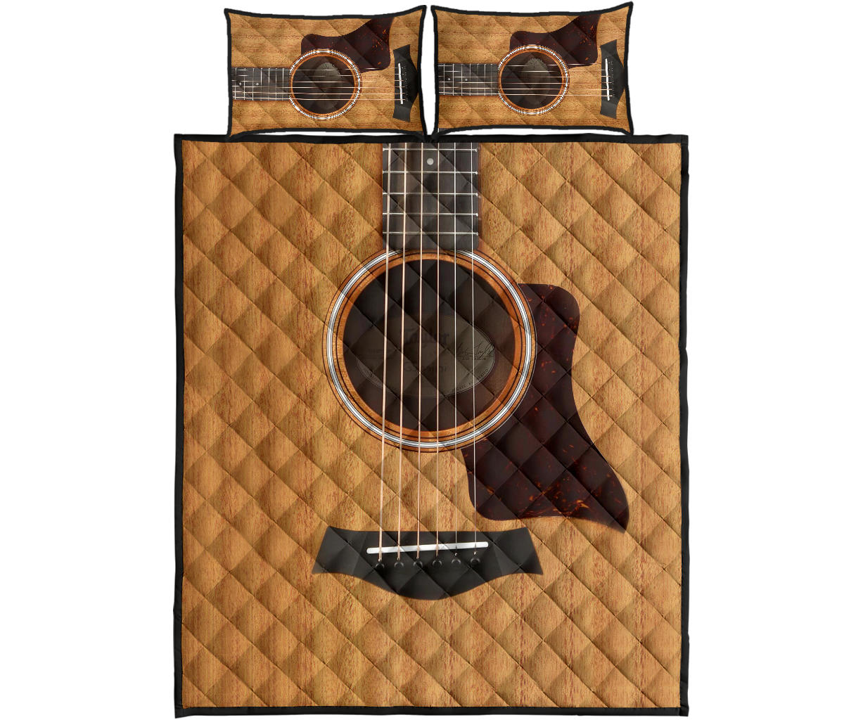 Wood Guitar Quilt Bed Set