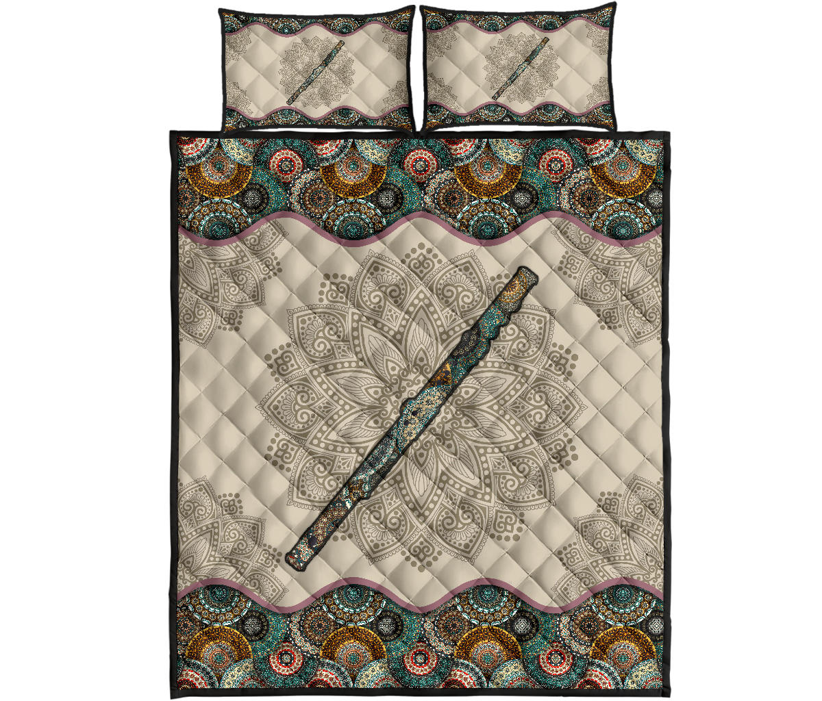 Flute Mandala Quilt Bed Set