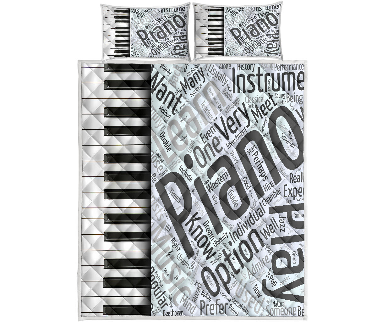 Piano Key Words Quilt Bed Set