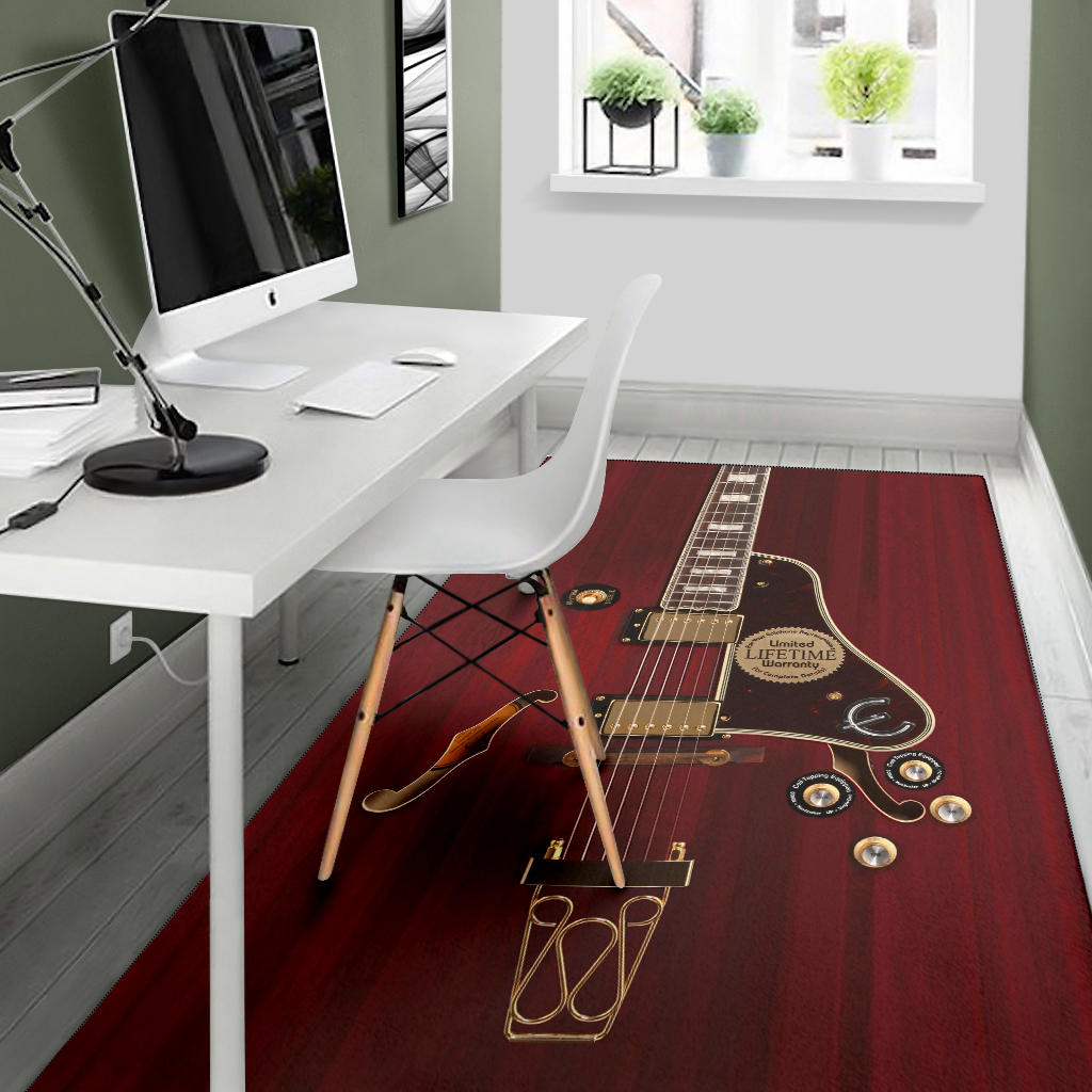 Red Electric Guitar Area Rug