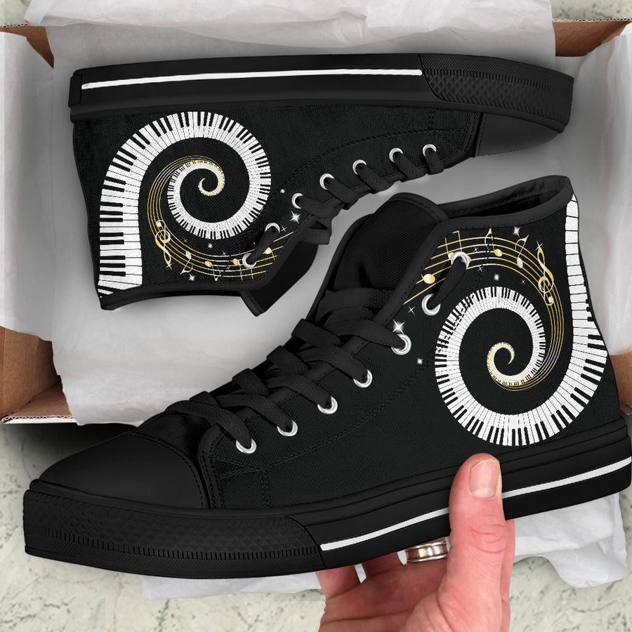 Piano Art Musical Notes High Tops