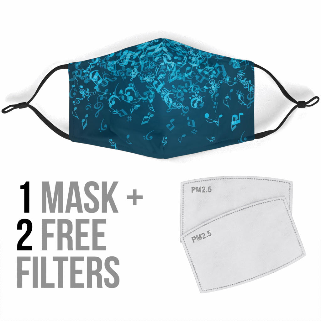Music Notes Blue Face Mask