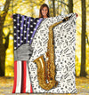 Music Notes Saxophone Blanket