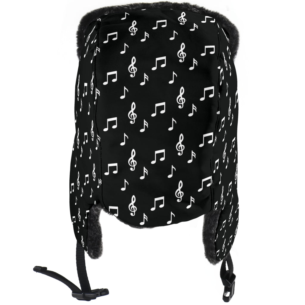 Music Notes Black Trapper Hat
