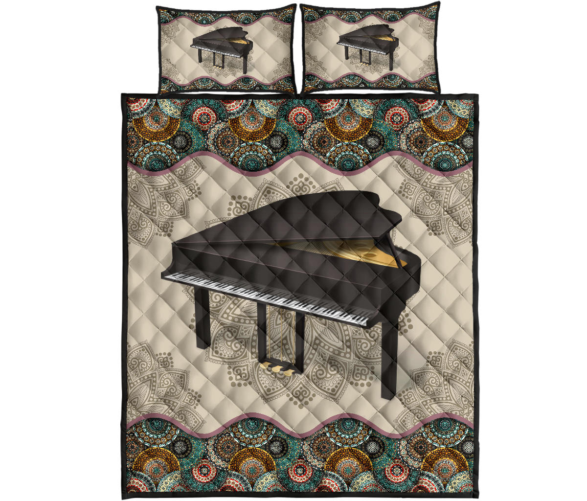 Piano Mandala Quilt Bed Set