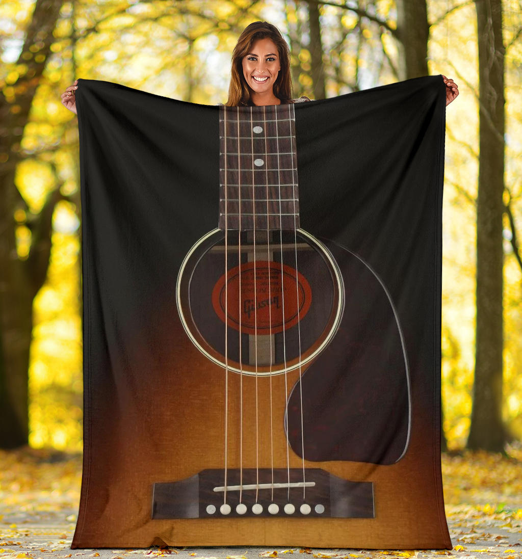 Black Wood Guitar Premium Blanket