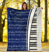 Piano Keys And Blue Sheet Music Blanket