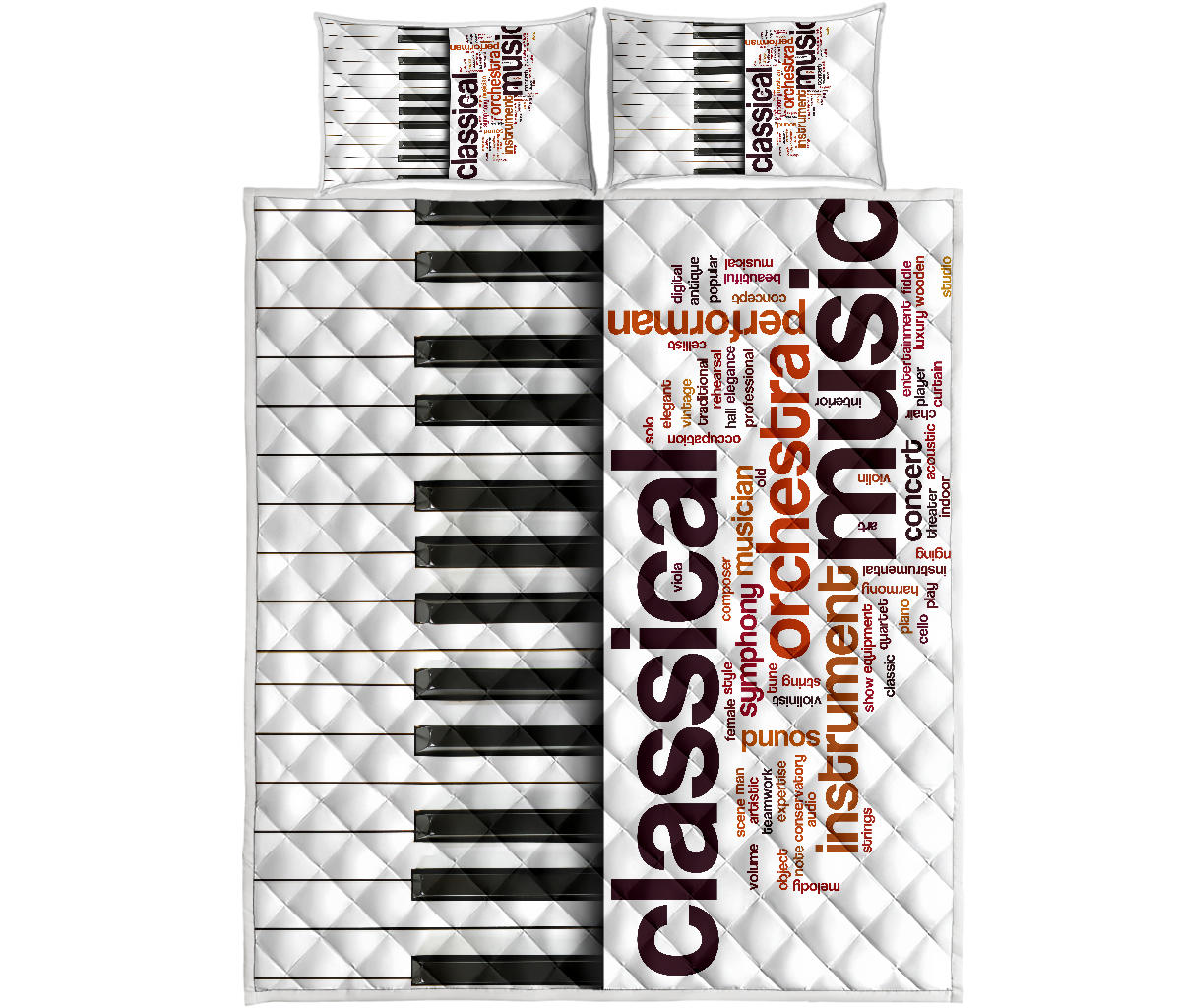 Piano And Music Quilt Bed Set