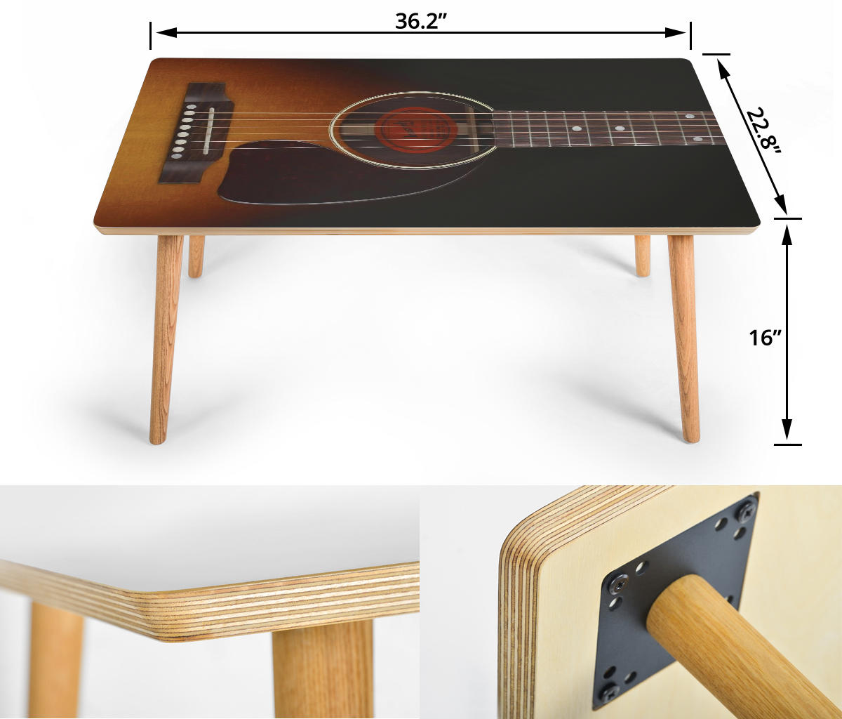 [USA Only] Black Guitar Rectangular Coffee Table