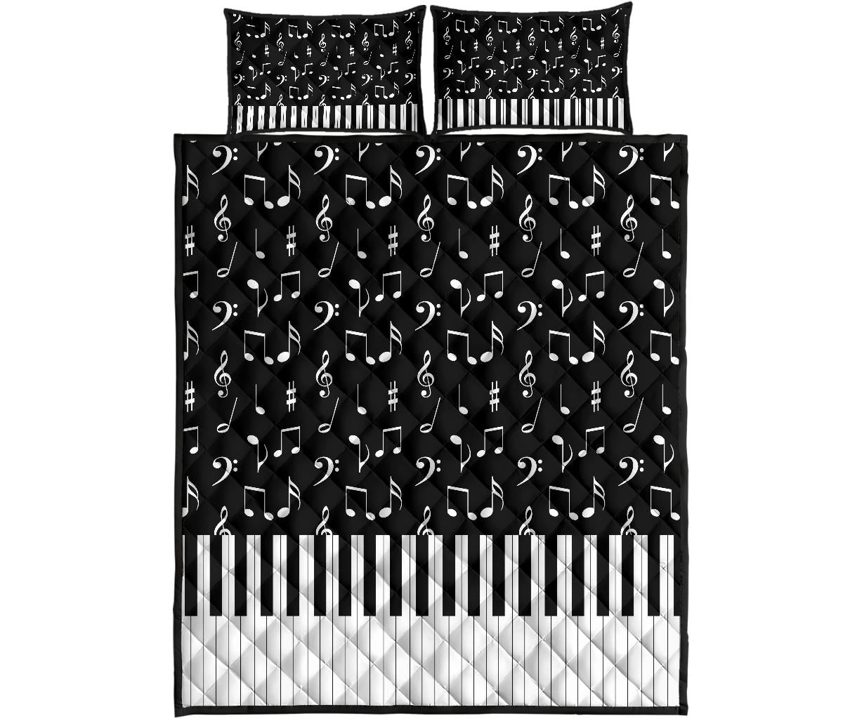 Music Notes And Piano Art Quilt Bed Set